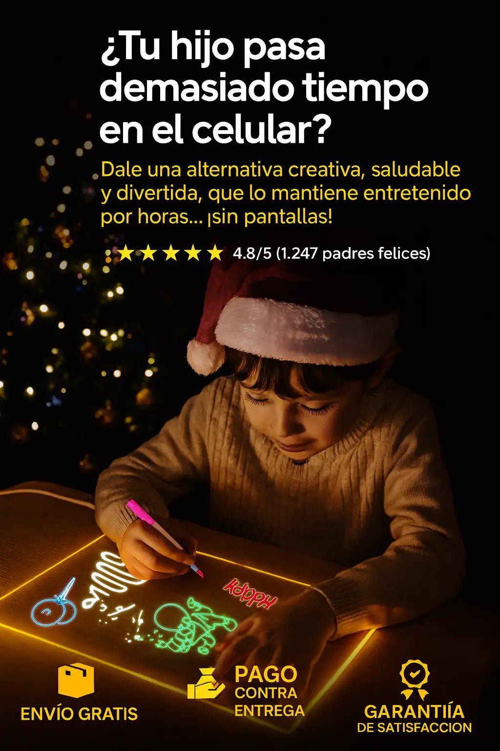 📋TABLERO MAGICO PIZARRA LUMINOSA USB✏️ - CRAZY SHOPPING